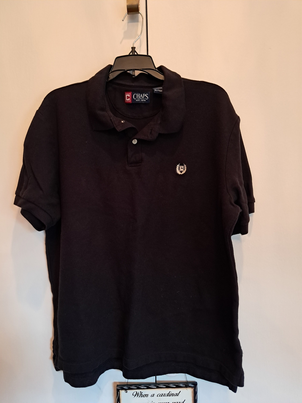 Chaps Men’s Black Polo with Embroidered Crest